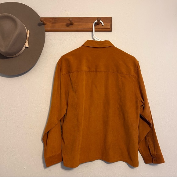 Vintage Faux Suede Look Button Down Top Size Petite Large - Picture 3 of 5